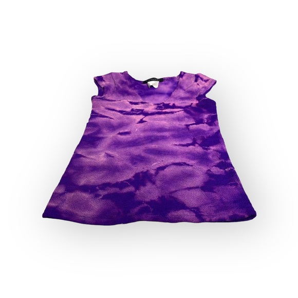Vintage 90’s: Casadei ᪥ Textured Stretch Cap Sleeve Top ᪥ Purple Tie Dye ᪥ Luxe - Picture 4 of 16